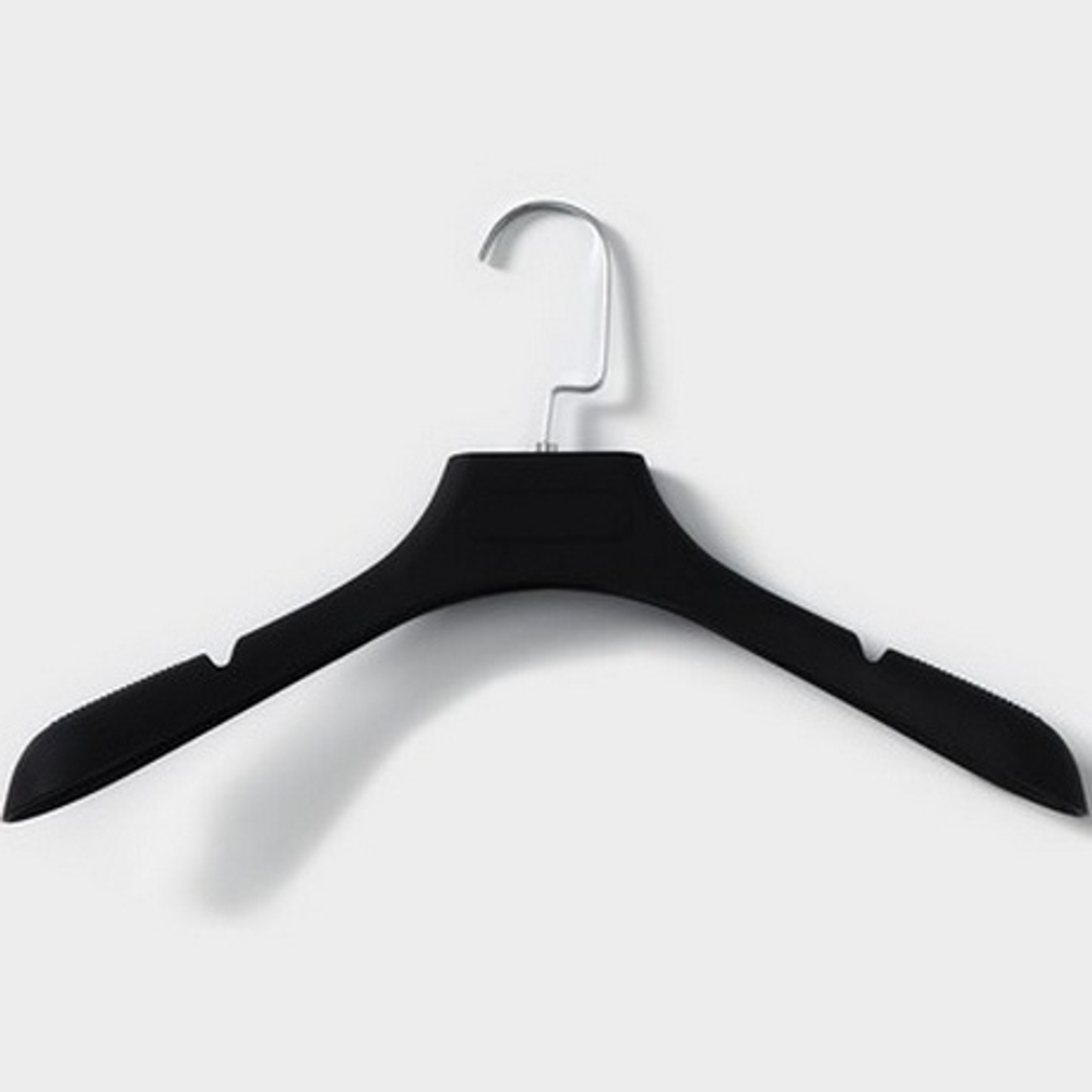Вешалка-плечики 38,5х4,4х15 см, широкие плечики, покрытие Soft-Touch, цвет черный  2757165