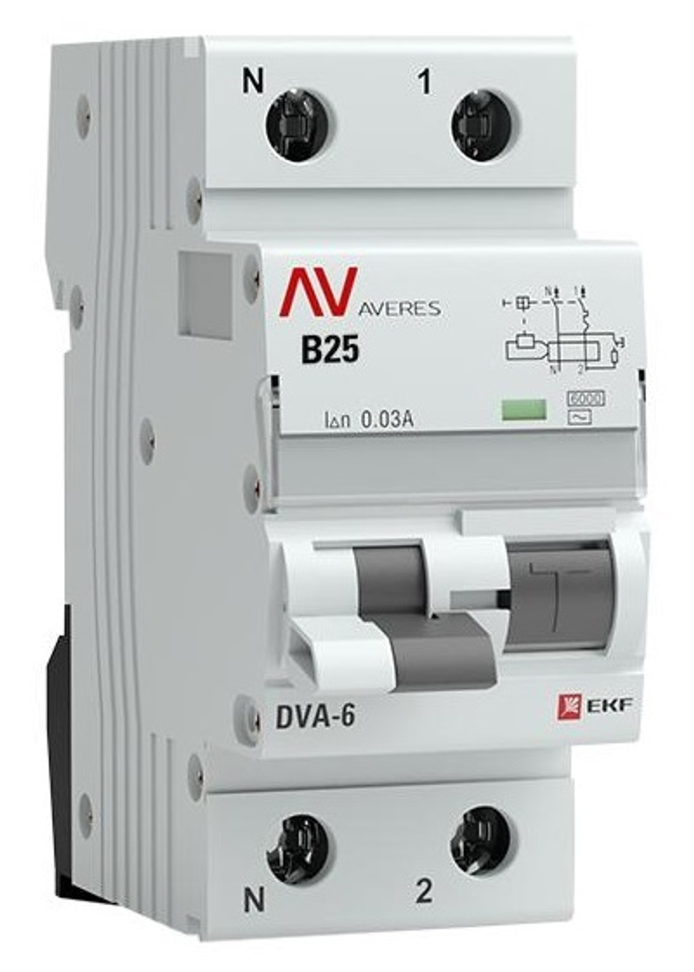 Автомат дифференциальный EKF rcbo6-1pn-25B-30-ac-av