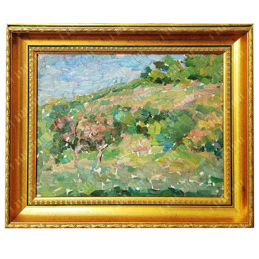 Динес Ю. С. Фруктовый сад. Саратов. Этюд. Картон, масло. 1947