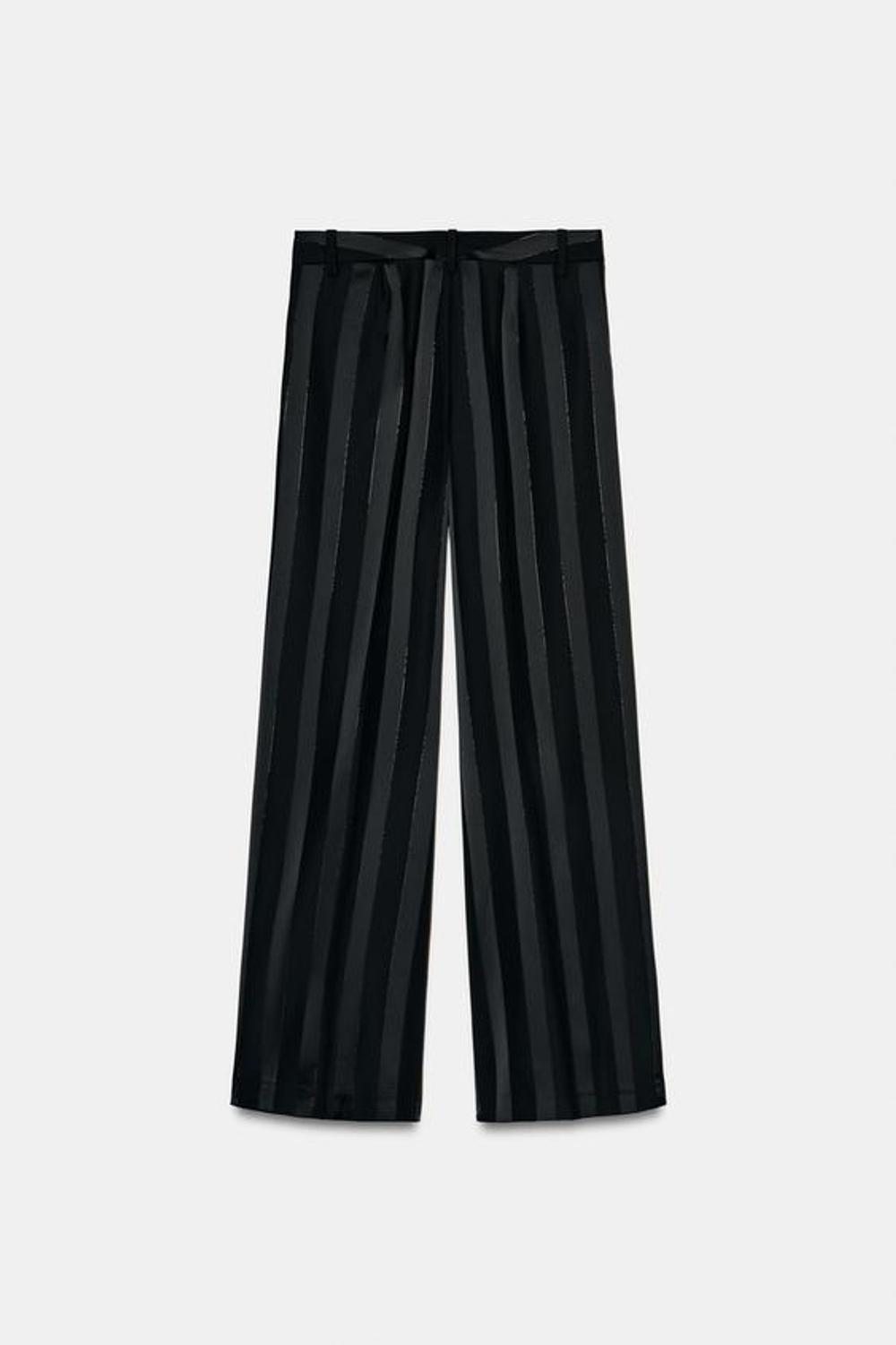 ZARA БРЮКИ JACQUARD В ПОЛОСКУ С МЕТАЛЛИЗИРОВАННОЙ НИТЬЮ, ЧЕРНЫЙ