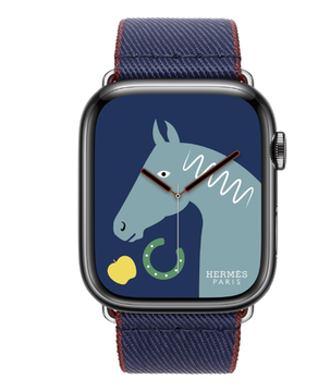 Apple Watch Hermès 45mm Space Black Stainless Steel Case with Navy/Rouge H Twill Jump Single Tour