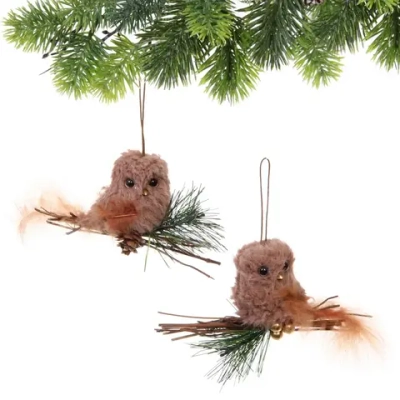 Подвеска «Птичка на веточке» 11 см (в ассортименте), Шампань