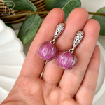 LEFIREL' Серьги серебряные женские "Тиалана" с цветами из муранского стекла / ювелирные украшения из родированного серебра 925