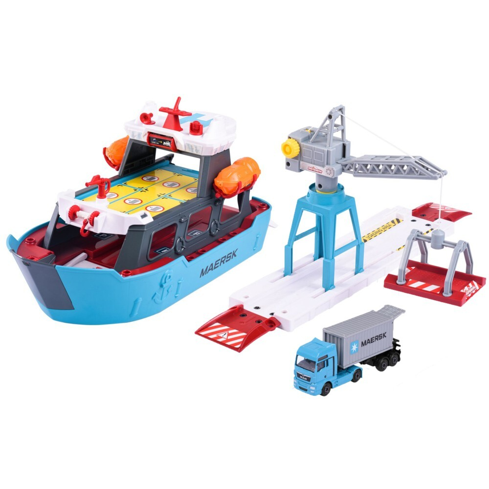 Majorette Creatix - Грузовой корабль с разгрузочной станцией + автомобиль Maersk 2050039 / артикул   2050039  / GTIN 3467452073322