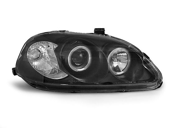 Передние фары Honda Civic 6 angel eyes black