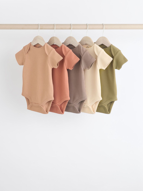 Боди с коротким рукавом для малышей Next K79-805, 5 шт., Хаки, Бежевый, Коричневый