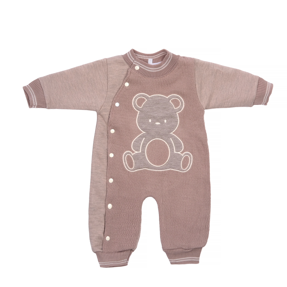 Комбинезон коричневый с мишкой комбинированный прогулочный