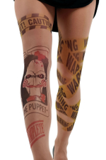 Колготки +size с принтом в виде куклы Билли (Размер: XL-XXL-XXXL) (Цвет: бежевый)