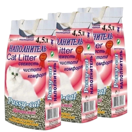 Наполнитель Pussy-cat древесный 4,5 л - 3 шт