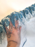 Вышивка на сетке тёмно-зелёная К616