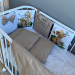 Комплект в кроватку 17 предметов "Львенок и бабочки" бежевый, сатин