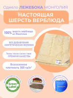 Одеяло ЛЕЖЕБОКА Монголия 172х205 из шерсти монгольского верблюда всесезонное, 3973-172