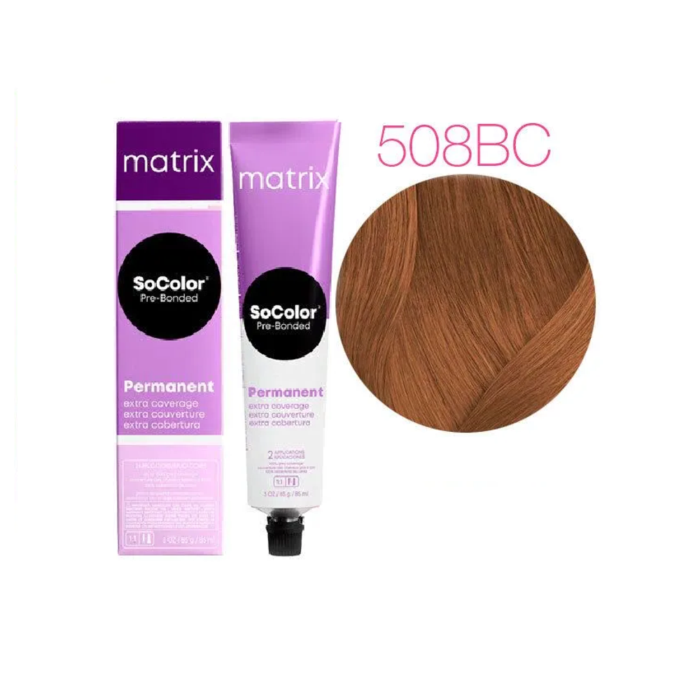 MATRIX SoColor Pre-Bonded стойкая крем-краска для волос 100% покрытие седины 90 мл 508BC светлый блондин коричнево-медный