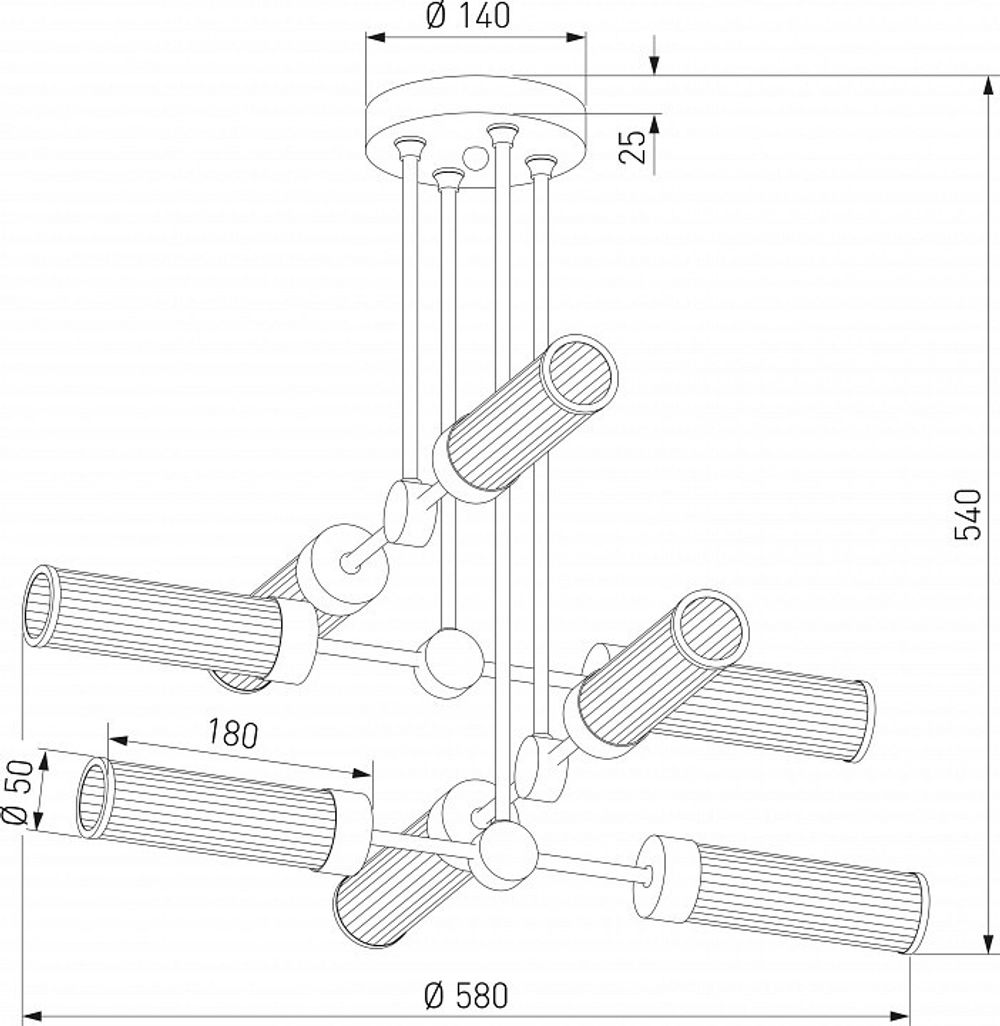 Люстра на штанге Eurosvet Oriens 60166/8 латунь