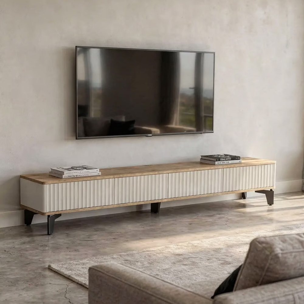 Тумба под телевизор на ножках ROYAL 5027 эко (Дуб Кантри-Черный)