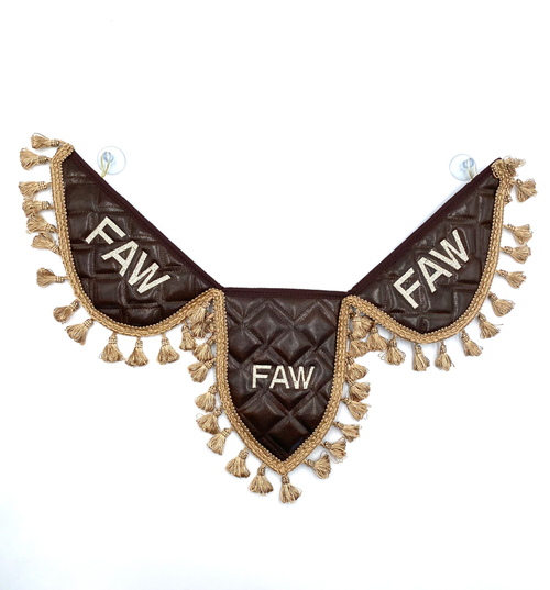 Вымпел тройной Faw (экокожа, коричневый с бежевой вышивкой)