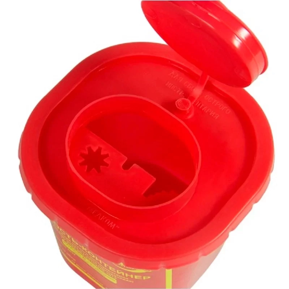 Емкость-контейнер для сбора игл 0,5л кл.В (красный) КМ-Проект (МК-01) с индикатором вскрытия