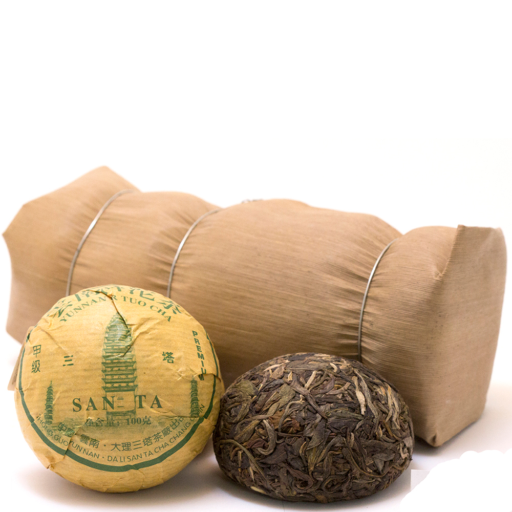 0536к Чай прессованный зеленый Пуэр Шэн "Саньта, Премиум", то ча 100гр