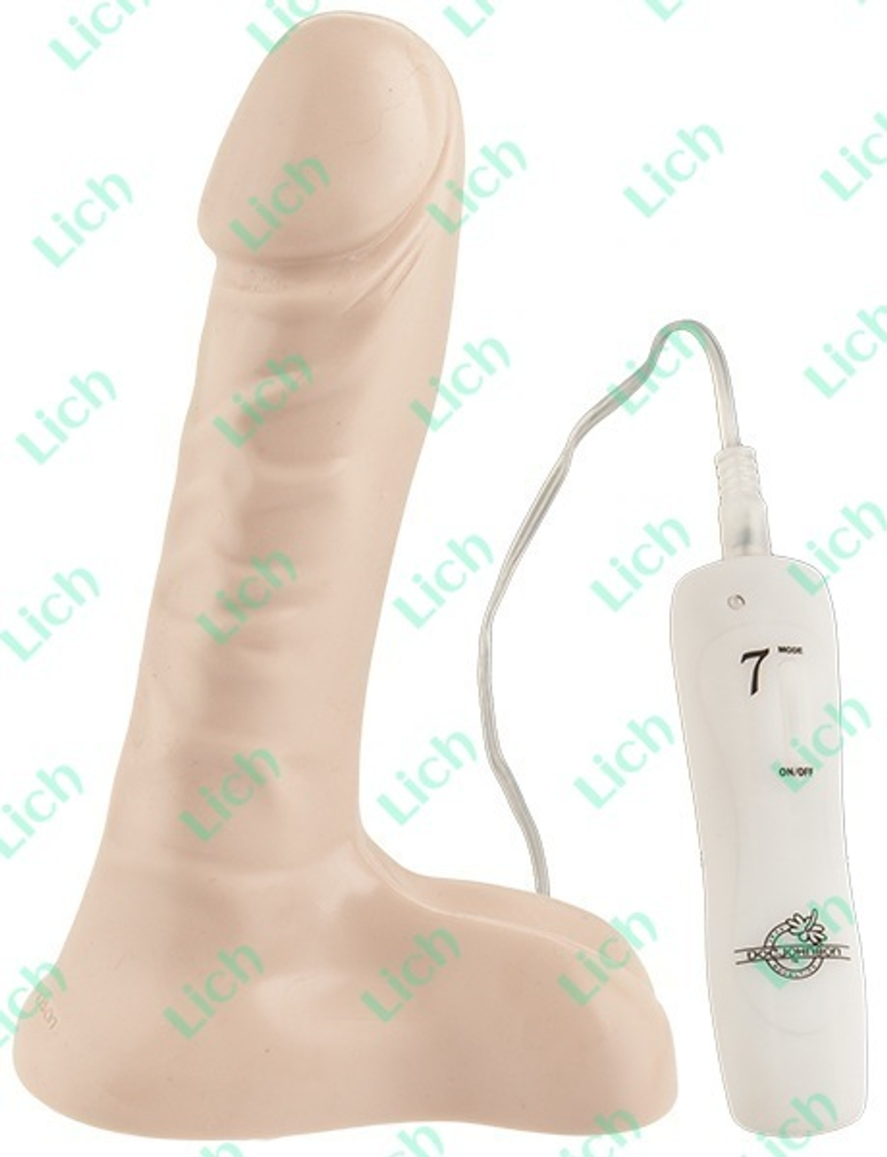 Телесный вибропенис с мошонкой и 7 функциями