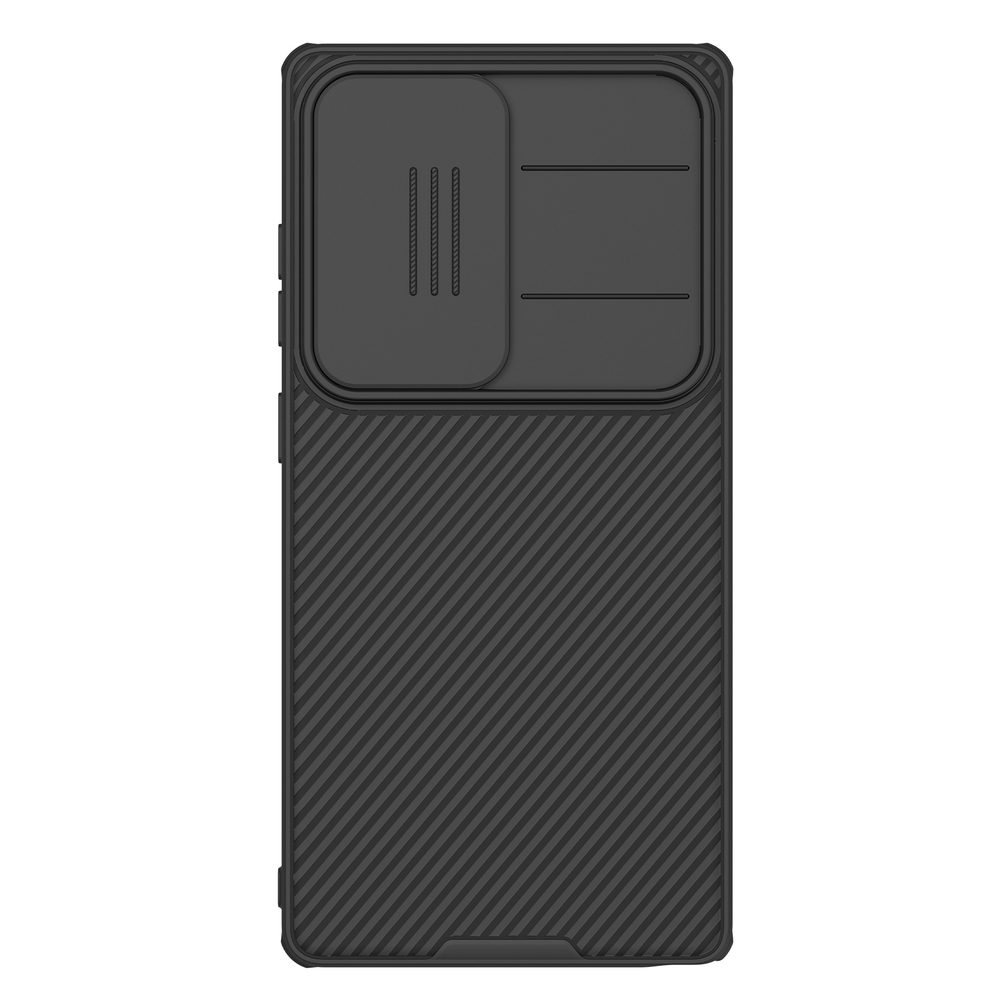 Чехол черного цвета с защитной шторкой для камеры от Nillkin на Samsung Galaxy S25 Ultra, серия CamShield Pro Case