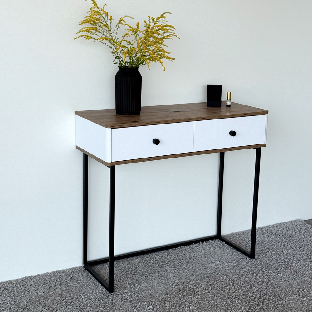 Туалетный столик консоль ROYAL 5311 эко (Дуб Веллингтон-Черный-р.черная)