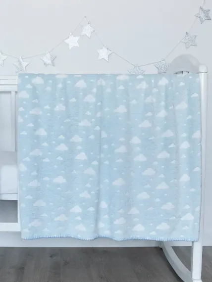 Плед плюшевый Baby Nice MICRO FLANNEL Облака 75х100 см голубой
