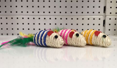 Мышь - погремушка, сизаль (7,2см)