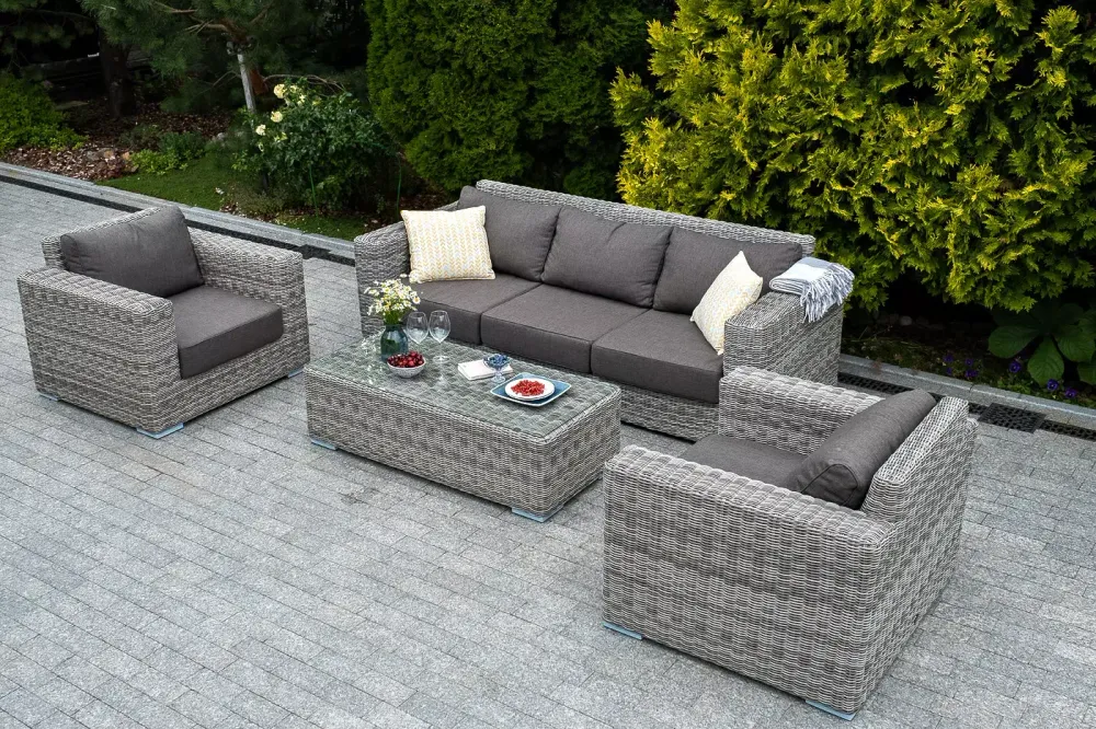 "Боно" журнальный столик из искусственного ротанга, цвет серый