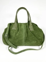 Женская зеленая сумка из натуральной замши