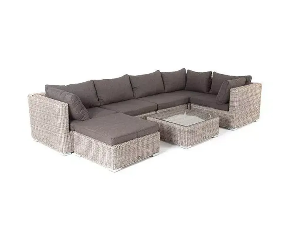 "Лунго" трансформирующаяся лаунж-зона из искусственного ротанга, цвет бежевый