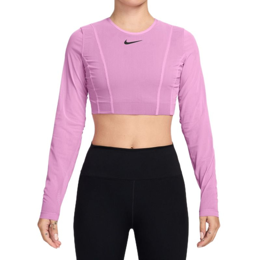 Женский топ теннисный Nike Court Paris Slam Long Sleeve Cropped Tennis - light magenta/tattoo/light magenta/black