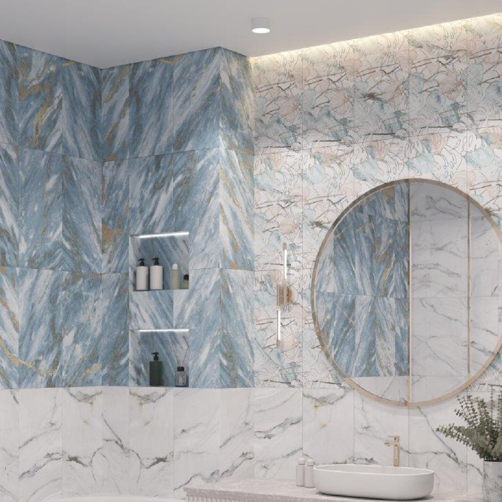Плитка настенная Axima Байкал 30x60 см 1.62 м² матовая цвет голубой мрамор