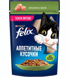 Феликс Аппетитные кусочки Кролик в желе 75гр.