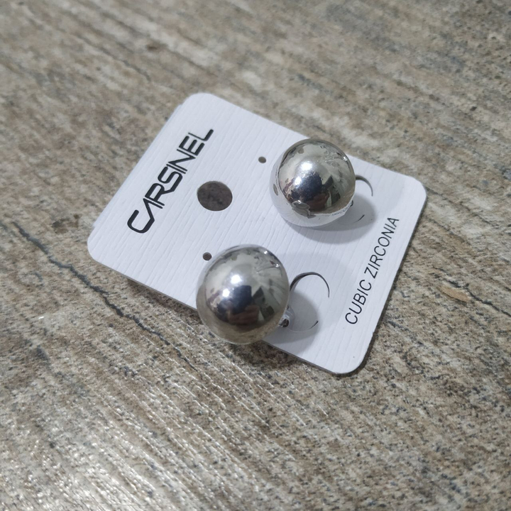 Серьги на англ.заст Пластина полусфера металл серебристый