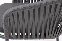 "Бордо" стул плетеный из роупа, каркас алюминий темно-серый (RAL7024) муар, роуп серый 15мм, ткань темно-серая 027