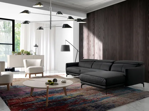 Диван угловой Angel Cerda 5359-R, черная кожа