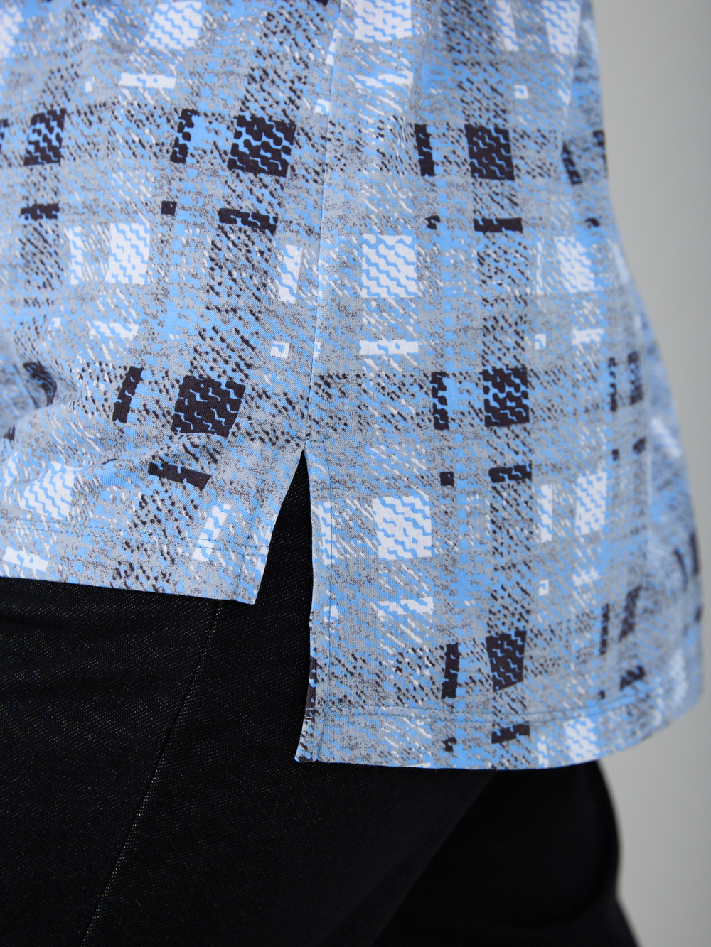 Блузка БЛ-131/сероголубая-клетка