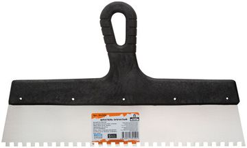 Шпатель зубчатый, 6х6 мм, нержавеющая сталь, пластиковая ручка, 350 мм