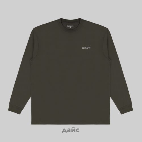 Лонгслив мужской Carhartt WIP Script Embroidery артикул:I032306_cypress - купить в магазине Дайс