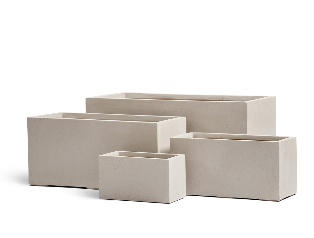 Кашпо TREEZ Effectory Beton Низкий прямоугольник Белый песок д-100, ш-45, в-45 см 41.3319-02-019-BE-100