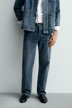 ZARA ДЖИНСЫ STRAIGHT-FIT, ВЫЦВЕТШИЙ СИНИЙ
