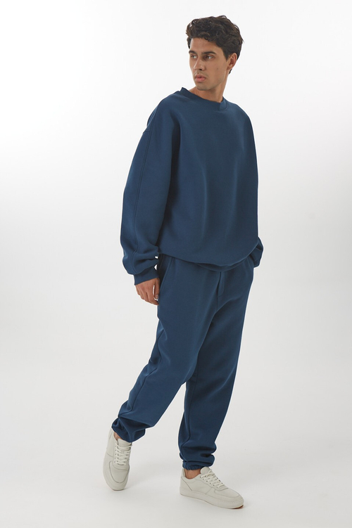 Брюки прямые из футера с начесом мужские, черный