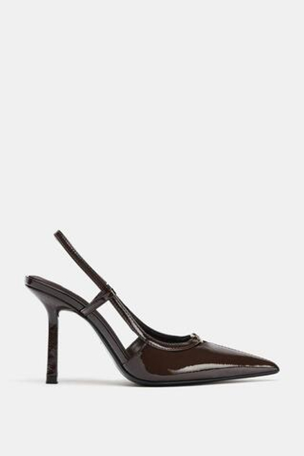 ZARA ТУФЛИ-МЮЛИ С ОСТРЫМ НОСОМ, КОРИЧНЕВЫЙ