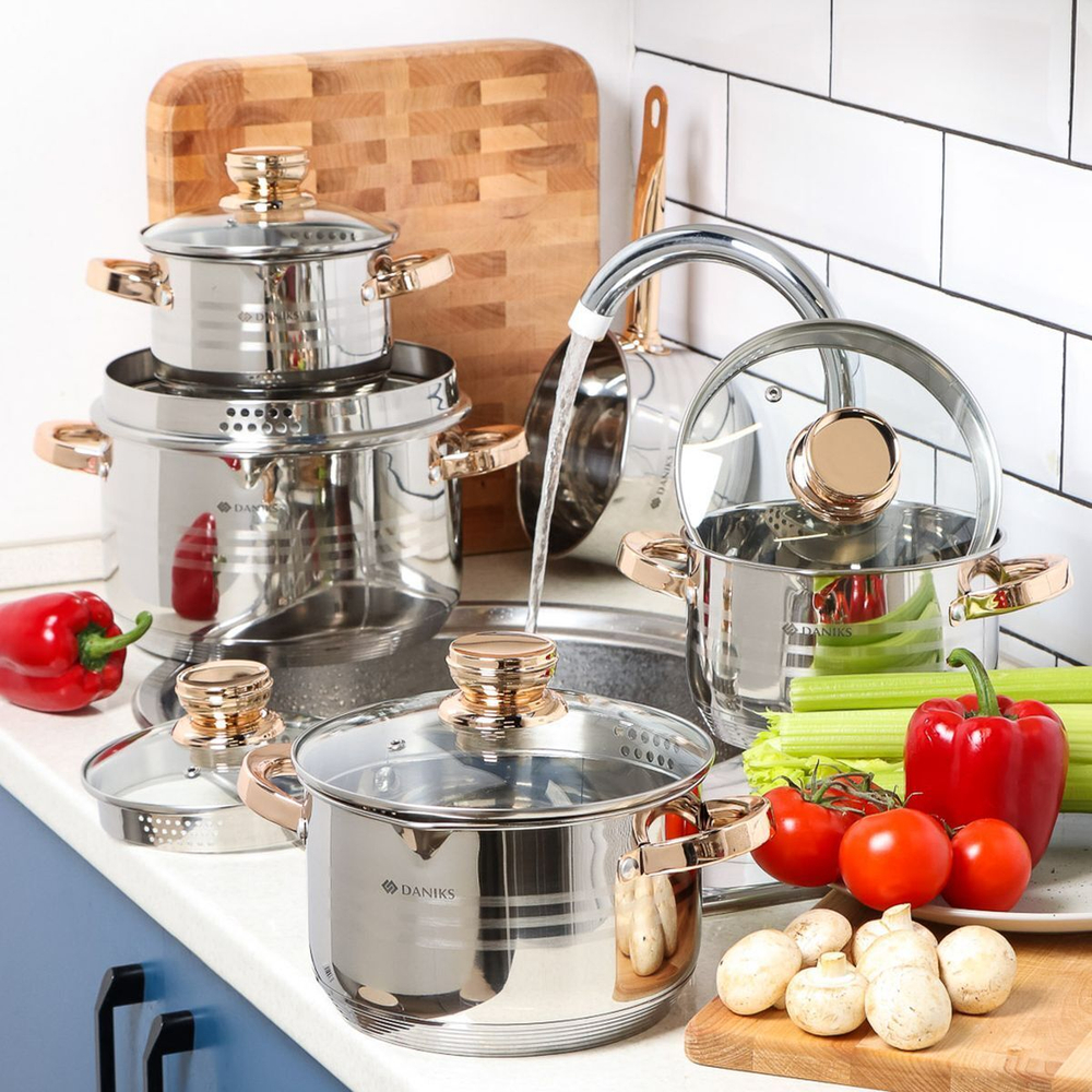 Кастрюля нерж, 3 л, с крыш, Daniks, Вена, SD-Т87-18, индукц