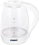 Чайник HIMMEL KW-2018, 1,8 л, 1500 Вт, закрытый нагревательный элемент, стекло пластик, белый