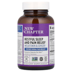 New Chapter, Успокаивающий сон и обезболивающее, мелатонин и имбирь, 30 вегетарианских капсул