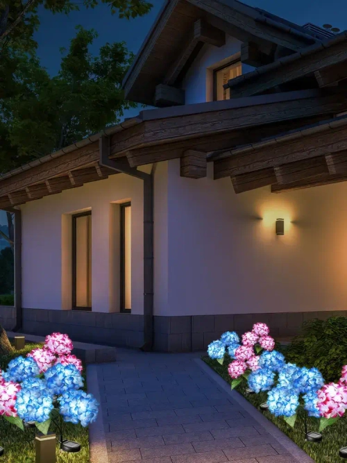 Светильники уличные 3цвета на солнечной батарее "Гортензия" 3 бутона по 3 шт