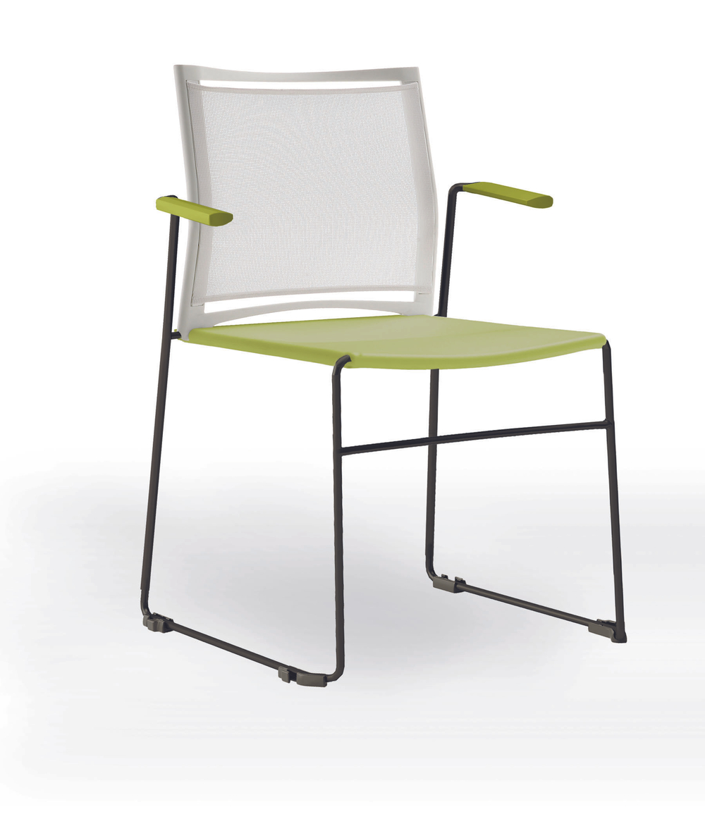 Web стул на полозьях с подлокотниками и спинкой-сеткой