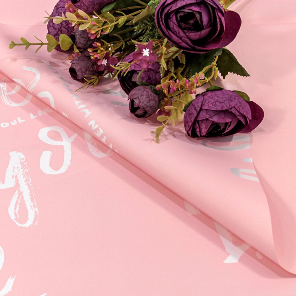 Пленка В рулоне 10 м х 58 см "I like you" (Розовый)