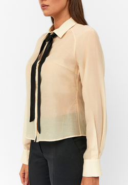 Блуза ORNELLA из итальянского батиста с шелком кремовая